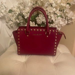 Michael Kors Medium Satchel - Red with Gold Accents